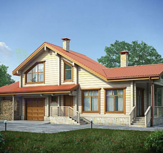 Проект дома из клееного бруса 7х18м КП1241 163.9 кв.м.