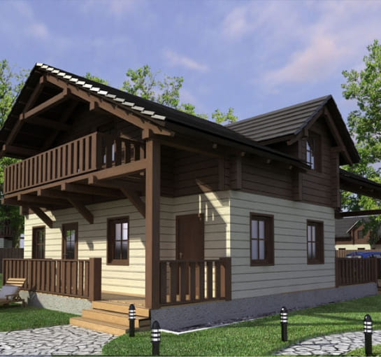 Шале проект из клееного бруса 10х8м КП1516 149.3 кв.м.