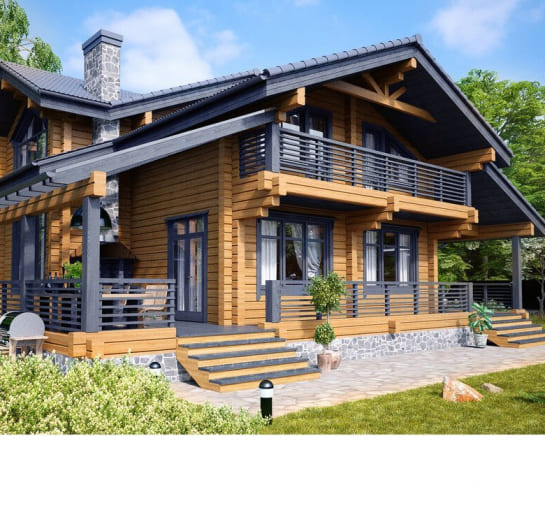 Проект дома из клееного бруса 14х13м КП1619 251 кв.м.