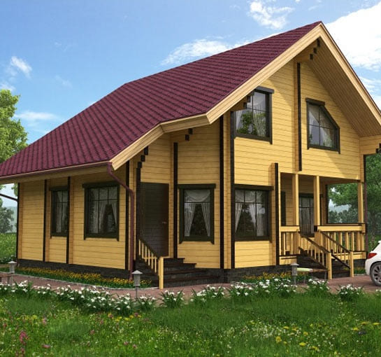 Проект дома из клееного бруса 9х10м КП1408 249.36 кв.м.