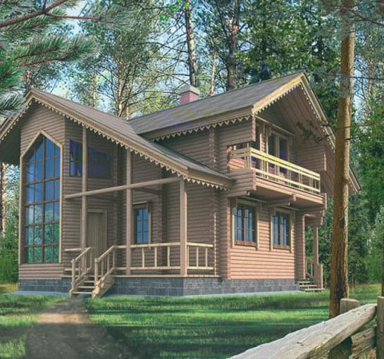 Проект двухэтажного дома из клееного бруса 10х10м КП1033 163 кв.м.