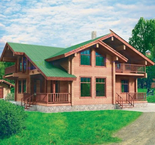 Проект дома из клееного бруса 11х11 КП1054 220.3 кв.м.