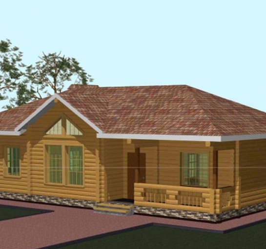 Одноэтажный дом из клееного бруса 16х9м КП1407 137.6 кв.м.
