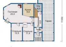 1-ый этаж дома из клееного бруса КП1003