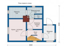 1-ый этаж дома из клееного бруса КП1079